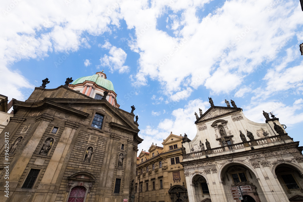 Historical buildings on the streets of Prague, Czech Republic
