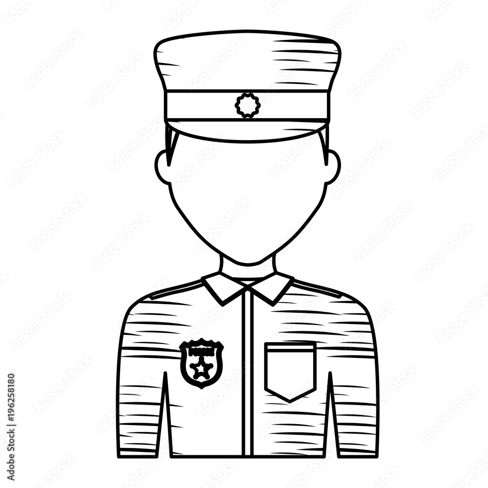 sketch of avatar police man icon over white background, vector illustration sketch of avatar police man icon over white background, vector illustration