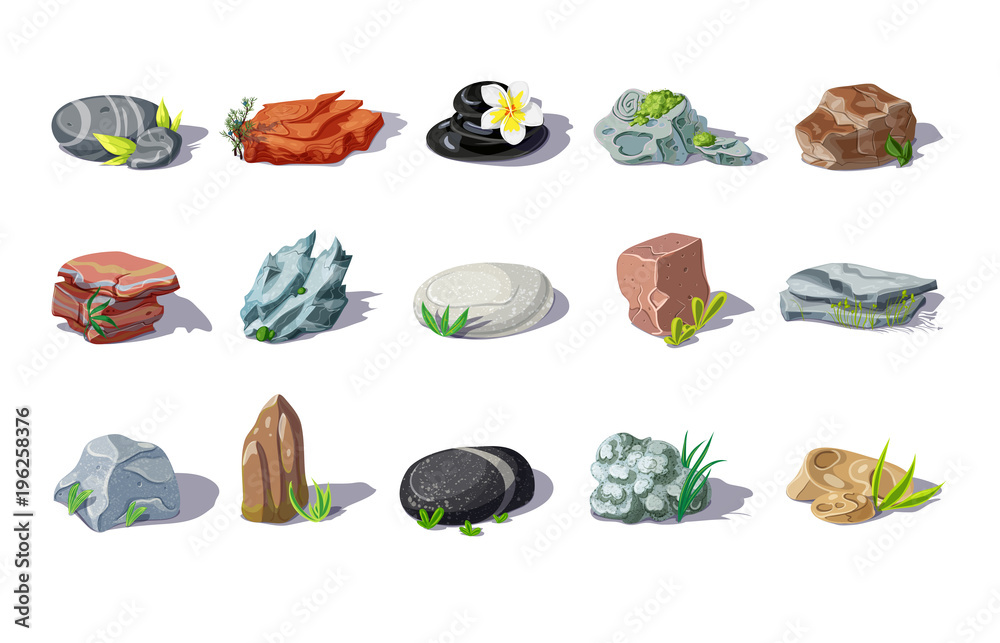 Cartoon Colorful Stones Set