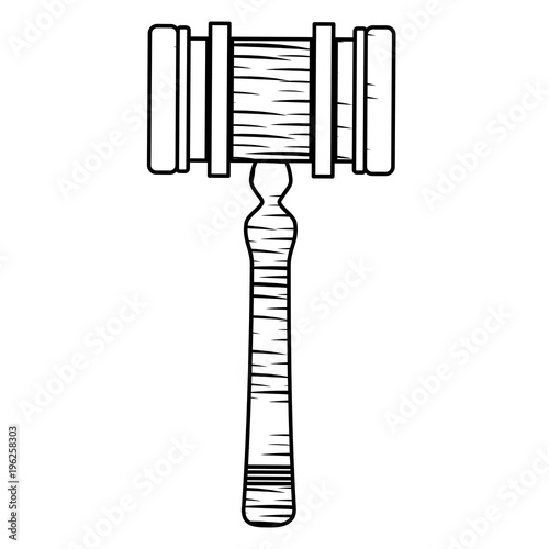 Law hammer icon over white background, vector illustration