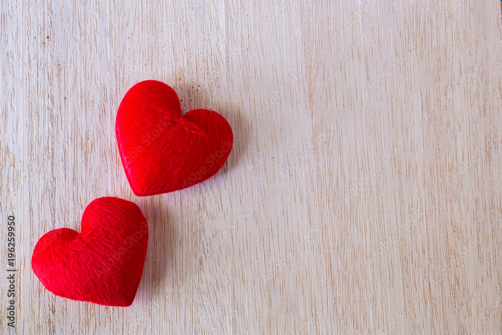 red heart pillow shape on wood, valentine day red heart pillow shape on wood, valentine day