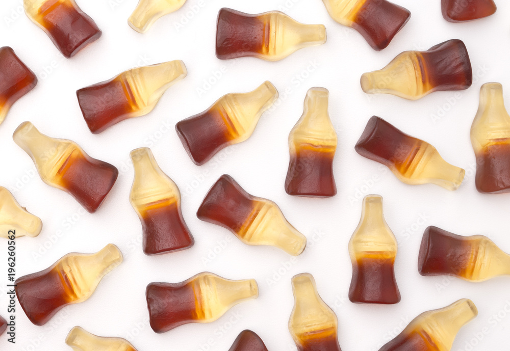 Cola Flavored Gummies on a White Background Cola Flavored Gummies on a White Background