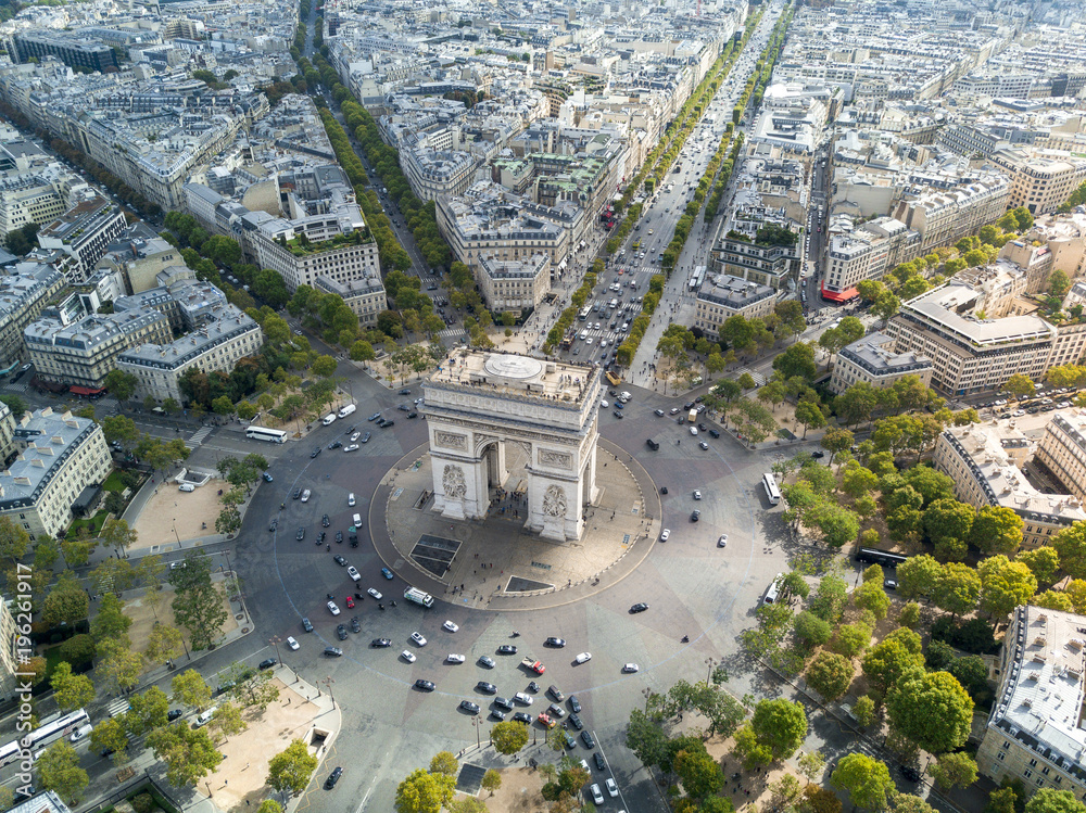 Aerial view of Arc de Triomphe Stock Photo | Adobe Stock