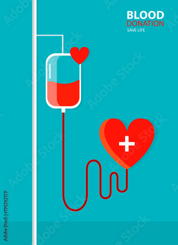 Dropper wth blood. Health care. Blood donation concept for poster. Vector illustration.