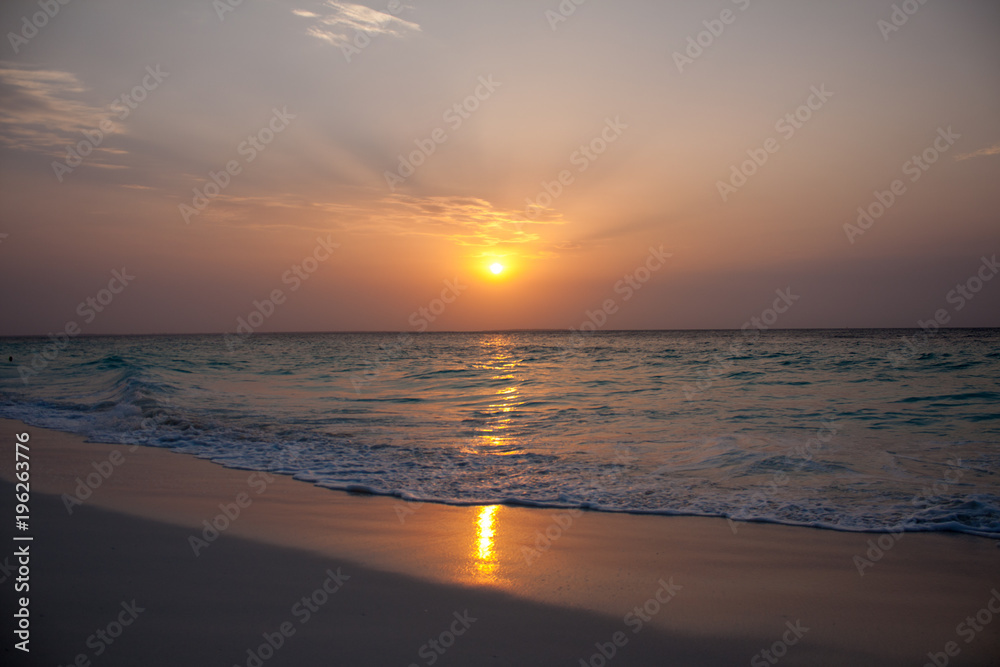 Sunset at beach on Zanzibar