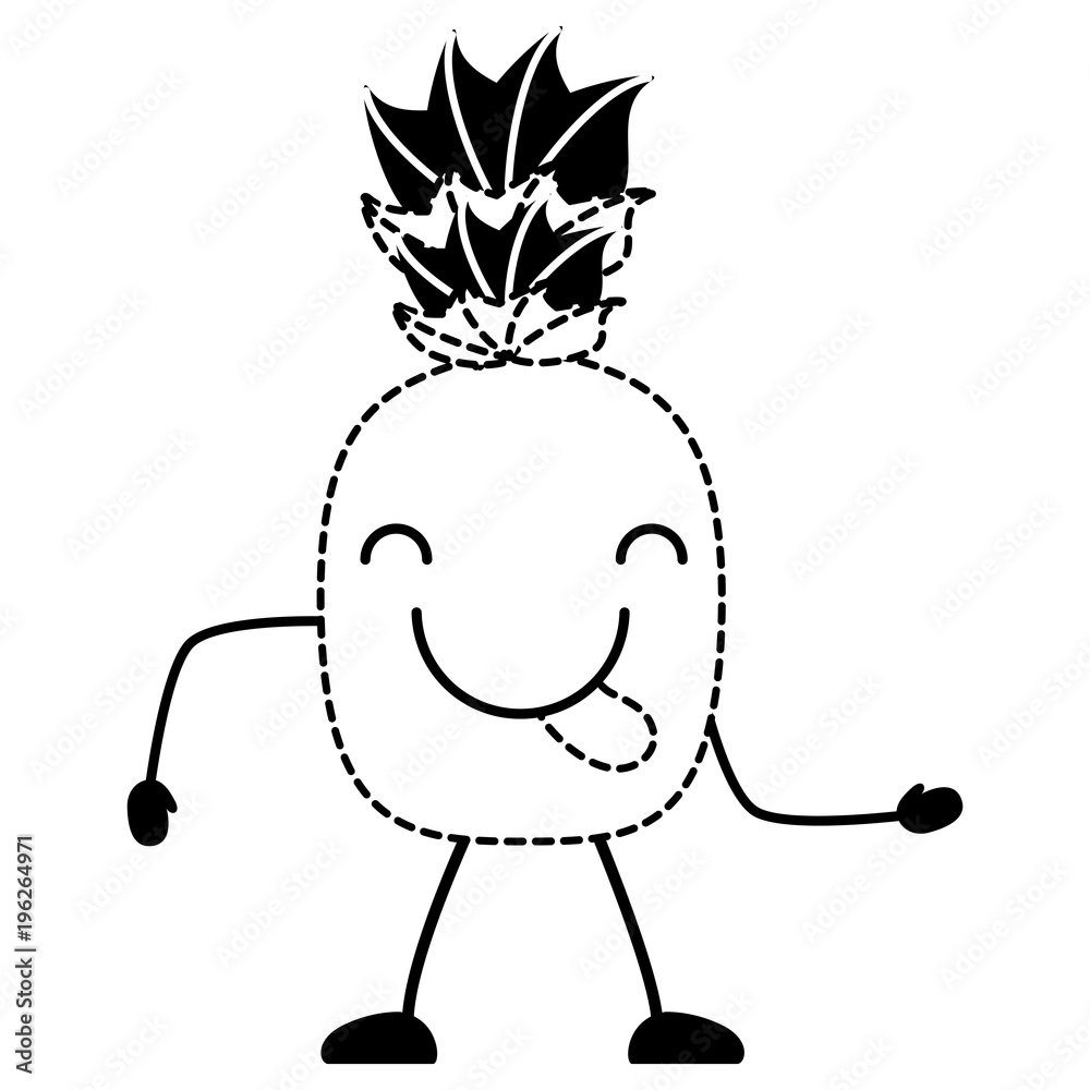 Fototapeta premium kawaii pineapple showing the tongue over white background, vector illustration