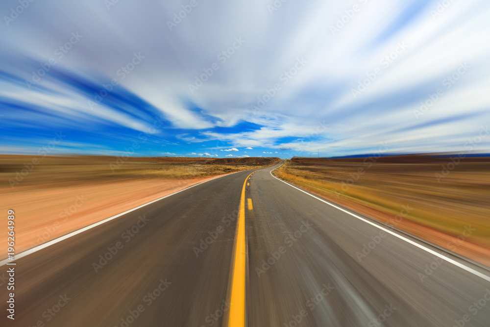 Arizona desert highway with motion blur