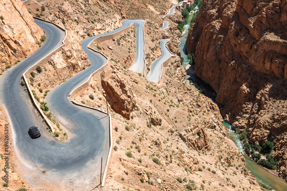 Winding road in Dades Valley, Morocco, Africa