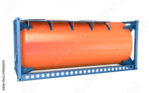 3d offshore oil tank, orange  container on white background 3D illustration