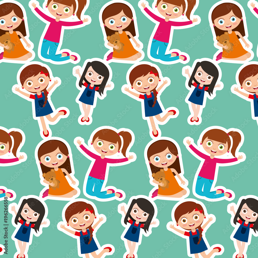 kids gil female happy cartoon wallpaper vector illustration kids gil female happy cartoon wallpaper vector illustration