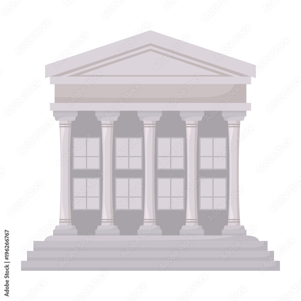Fototapeta premium Court building icon over white background, colorful design. vector illustration