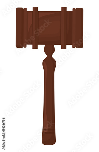 Law hammer icon over white background, vector illustration
