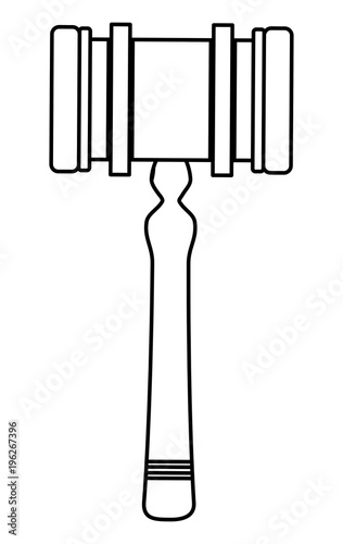 Law hammer icon over white background, vector illustration