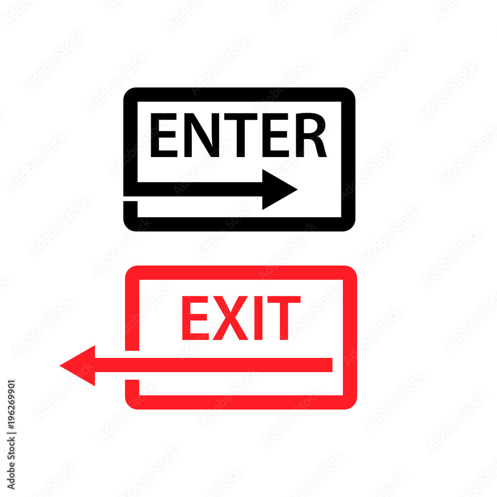 Exit and enter vector icons. Flat design Exit and enter vector icons. Flat design