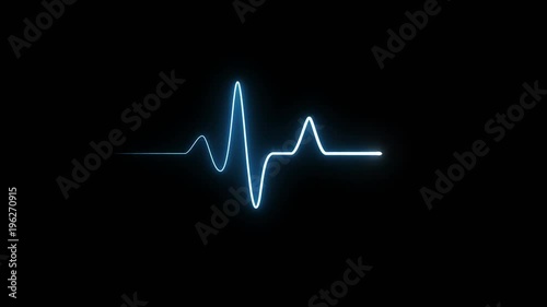EKG 120 BPM Loop Screen, Blue. Heart rate monitor / electrocardiogram (EKG or ECG) loop beeping at 120 beats per minute for screen savers or computer monitor displays, animated at 60fps.