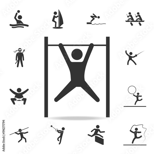 the athlete on a horizontal bar icon. Detailed set of athletes and accessories icons. Premium quality graphic design. One of the collection icons for websites, web design, mobile