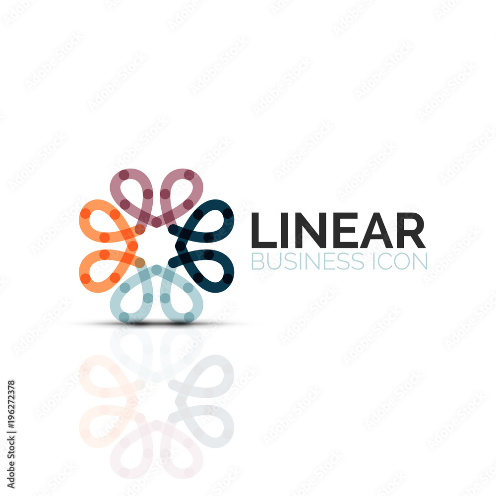 Abstract flower or star, linear thin line icon. Minimalistic business geometric shape symbol created with line segments Abstract flower or star, linear thin line icon. Minimalistic business geometric shape symbol created with line segments