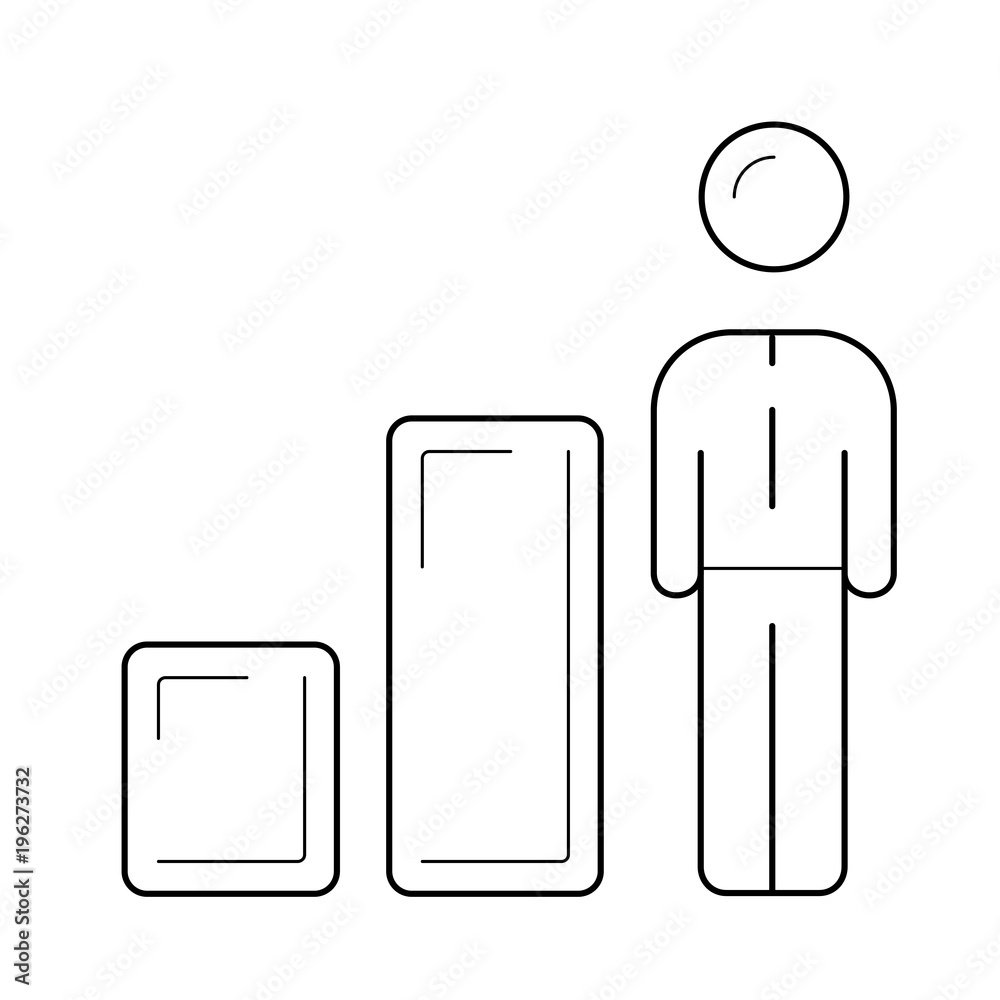 Business growth vector line icon isolated on white background. Bar chart with businessman line icon for infographic, website or app. Business growth concept. Business growth vector line icon isolated on white background. Bar chart with businessman line icon for infographic, website or app. Business growth concept.