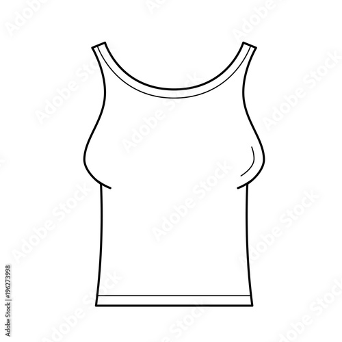 Tank t-shirt vector line icon isolated on white background
