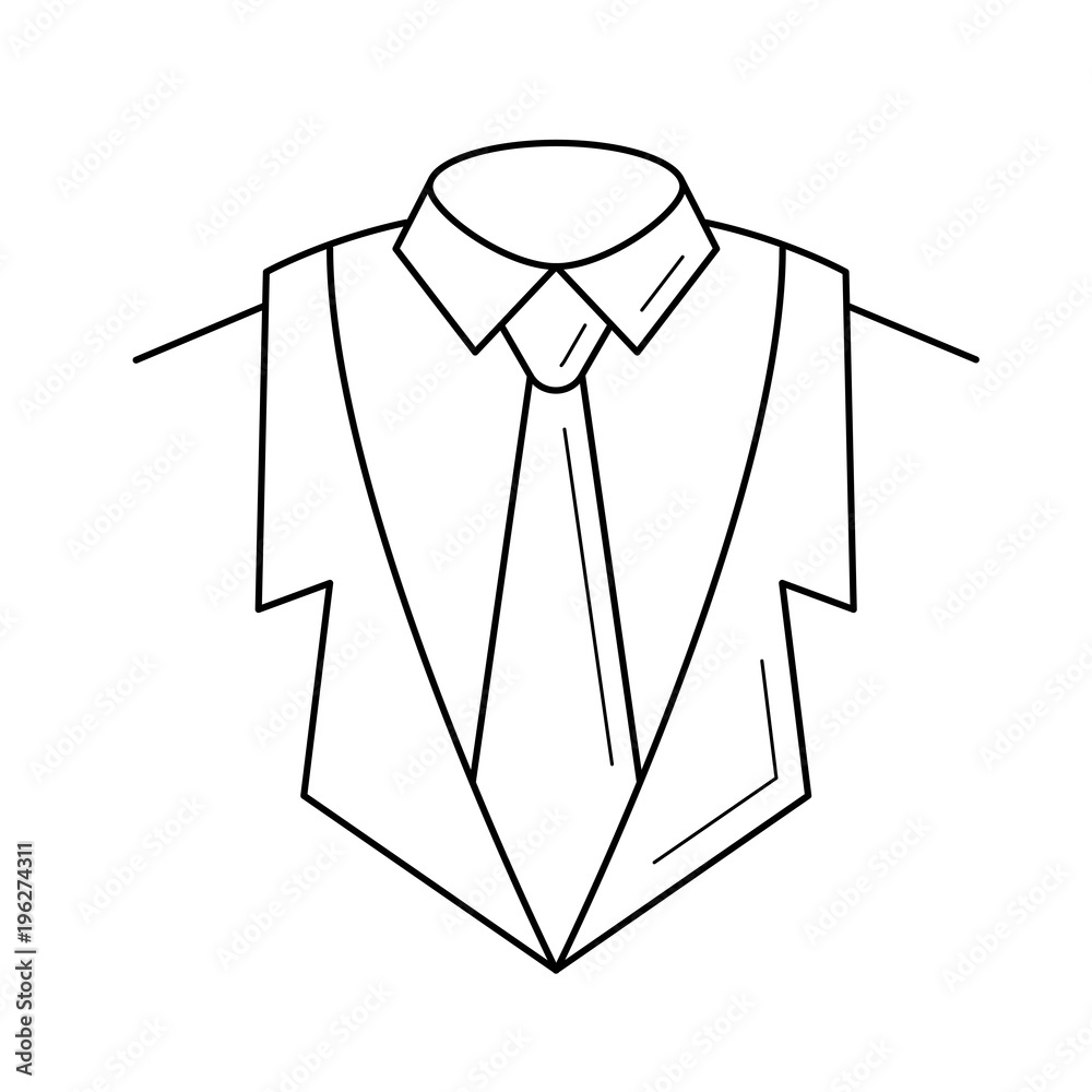 Suit vector line icon isolated on white background. Business suit with jacket, shirt and necktie line icon for infographic, website or app. Suit vector line icon isolated on white background. Business suit with jacket, shirt and necktie line icon for infographic, website or app.