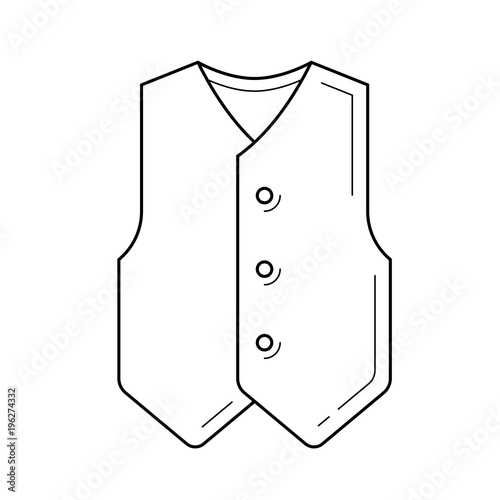 Waistcoat line icon isolated on white background. Vector line icon of suit waistcoat for infographic, website or app.