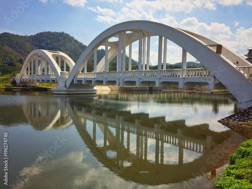 Railway bridge river at Lampang, Thailand.