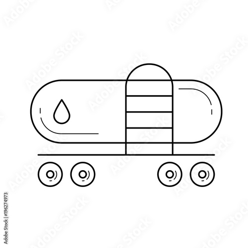 Freight train vector line icon isolated on white background. Cistern train shipping oil line icon for infographic, website or app.
