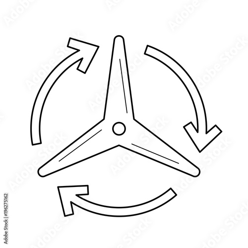 Wind generator vector line icon isolated on white background. Environmental technology and wind battery concept. Windmill power line icon for infographic, website or app.