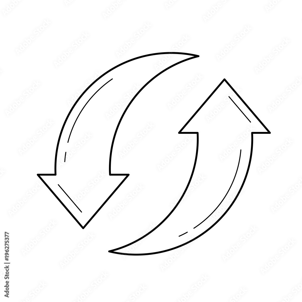Circular arrows vector line icon isolated on white background. Recycle process and environment cycle concept. Arrows line icon for infographic, website or app.