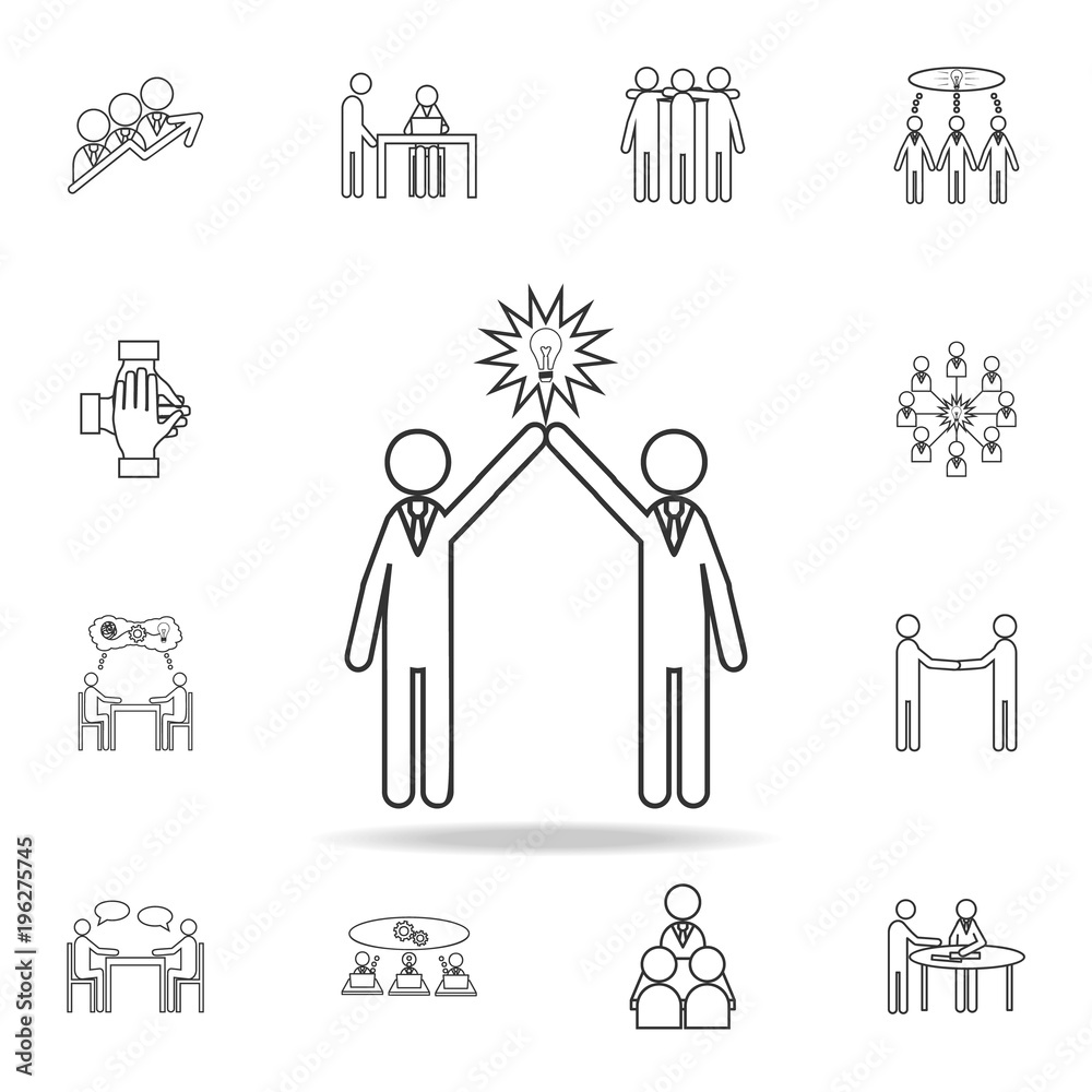 Light bulb people concept of two people icon. Detailed set of team work outline icons. Premium quality graphic design icon. One of the collection icons for websites, web design