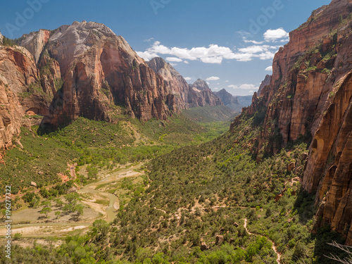 View from Angels Landing trail in Zion Park, USA