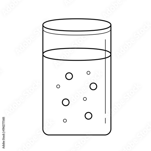 Glass of water line icon isolated on white background. Vector line icon of glass of fizzy water for infographic, website or app.