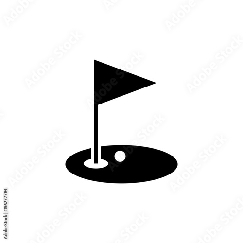 Golf hole and flag vector icon