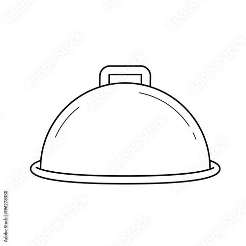 Cloche with platter for serve vector line icon isolated on white background