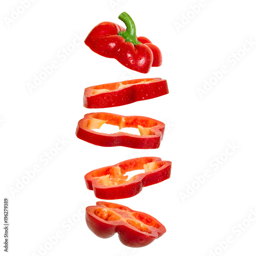 Photo Creative concept with flying red paprika