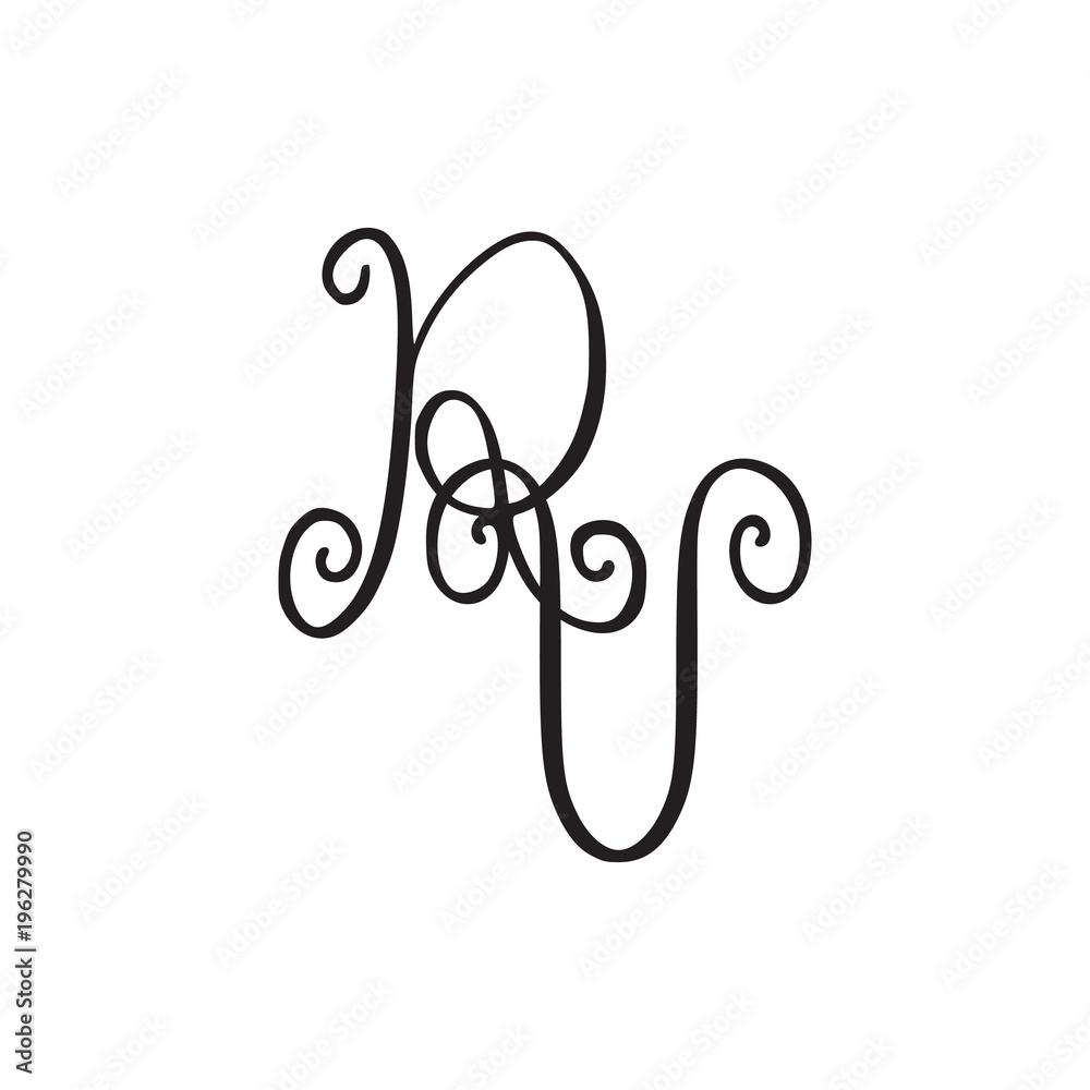 Handwritten monogram RV icon Handwritten monogram RV icon
