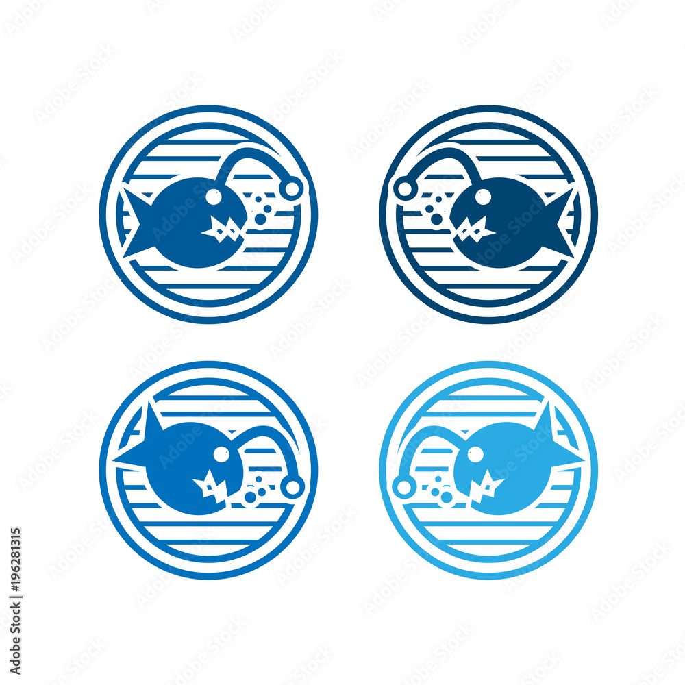 Collection of Piranha icon. Flat logo design