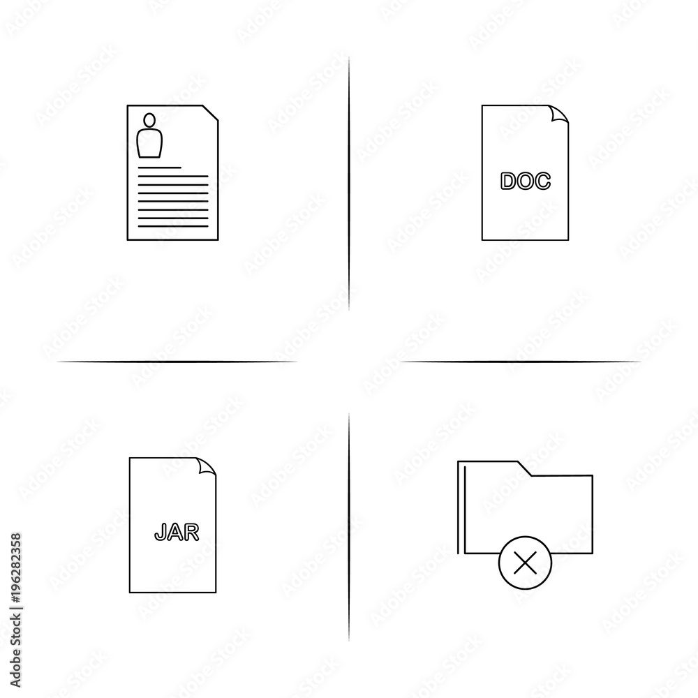 Files And Folders, Sign simple linear icon set.Simple outline icons Files And Folders, Sign simple linear icon set.Simple outline icons