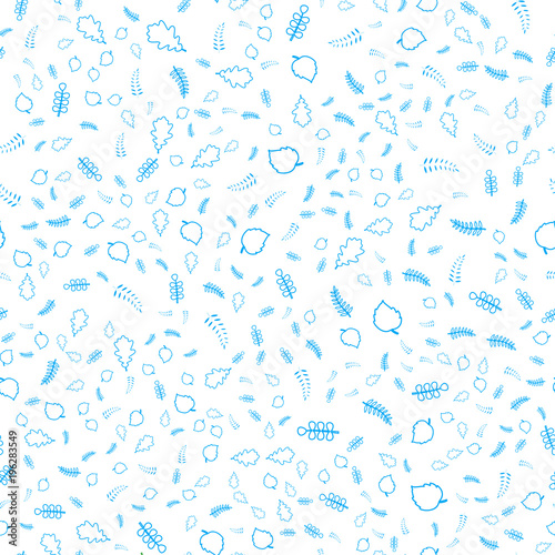 Geometric seamless pattern of leaves. Leaves of trees on a white background. Vector illustration