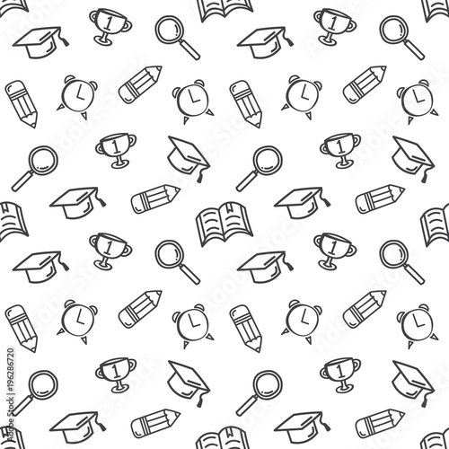 Hand-drawn doodle seamless pattern education concept. Vector illustration.