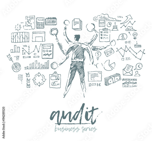 Business concept auditing man audit sketch