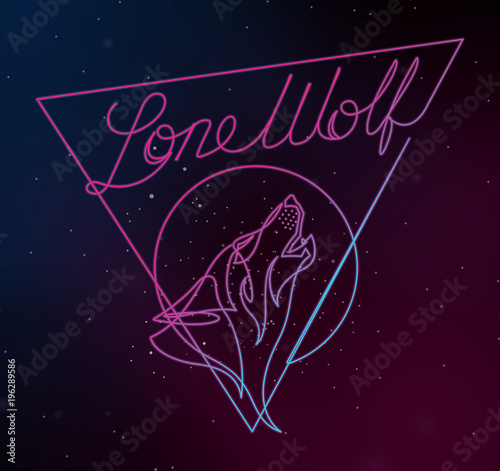 Howling Lone Wolf Continuous Line Vector Illustration