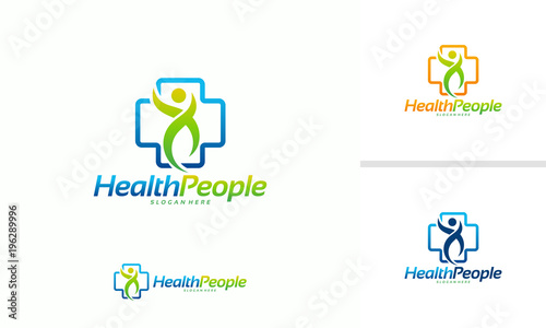 Health People logo designs concept vector, Healthy People logo template, People and Health logo template vector illustration