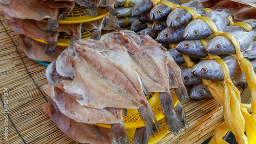 Food products sold on the Korean market stalls