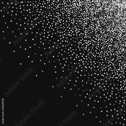 Round gold glitter. Scattered top right corner with round gold glitter on black background. Divine Vector illustration.