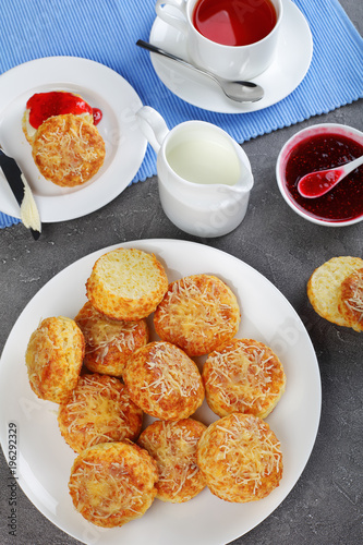 english breakfast with tea and scones