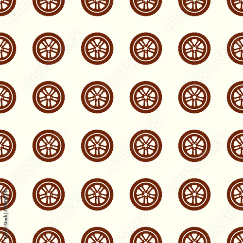 Car wheel vector illustration on a seamless pattern background