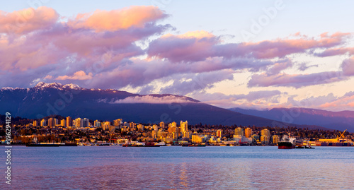 Vancouver city by night, British Columbia, Canada photo
