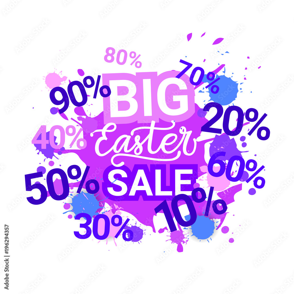Big Easter Sale Poster Design Holiday Discounts Banner Vector Illustration