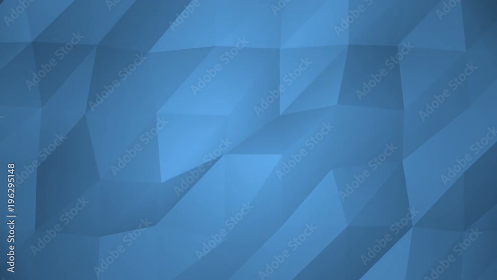 Low Poly Background, Blue. Beautiful mosaic digital mesh loop backdrop for titles and trailers, animated like a watery floating wave.